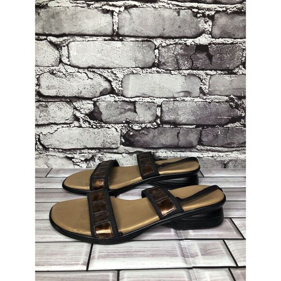 Munro Brown Synthetic Textile Comfort Heel Slingback Sandals Women 5.5M US/36EU - Picture 1 of 16